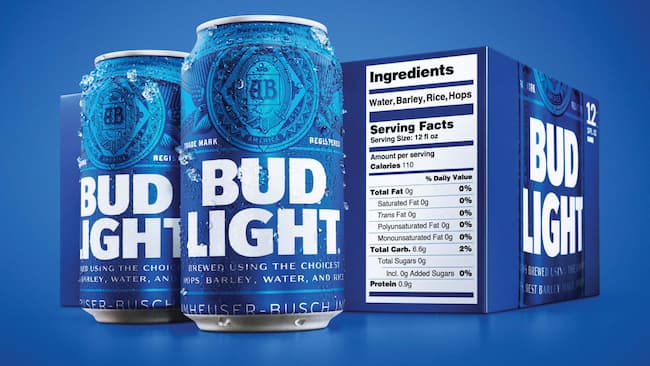 how many calories in one bud light beer
